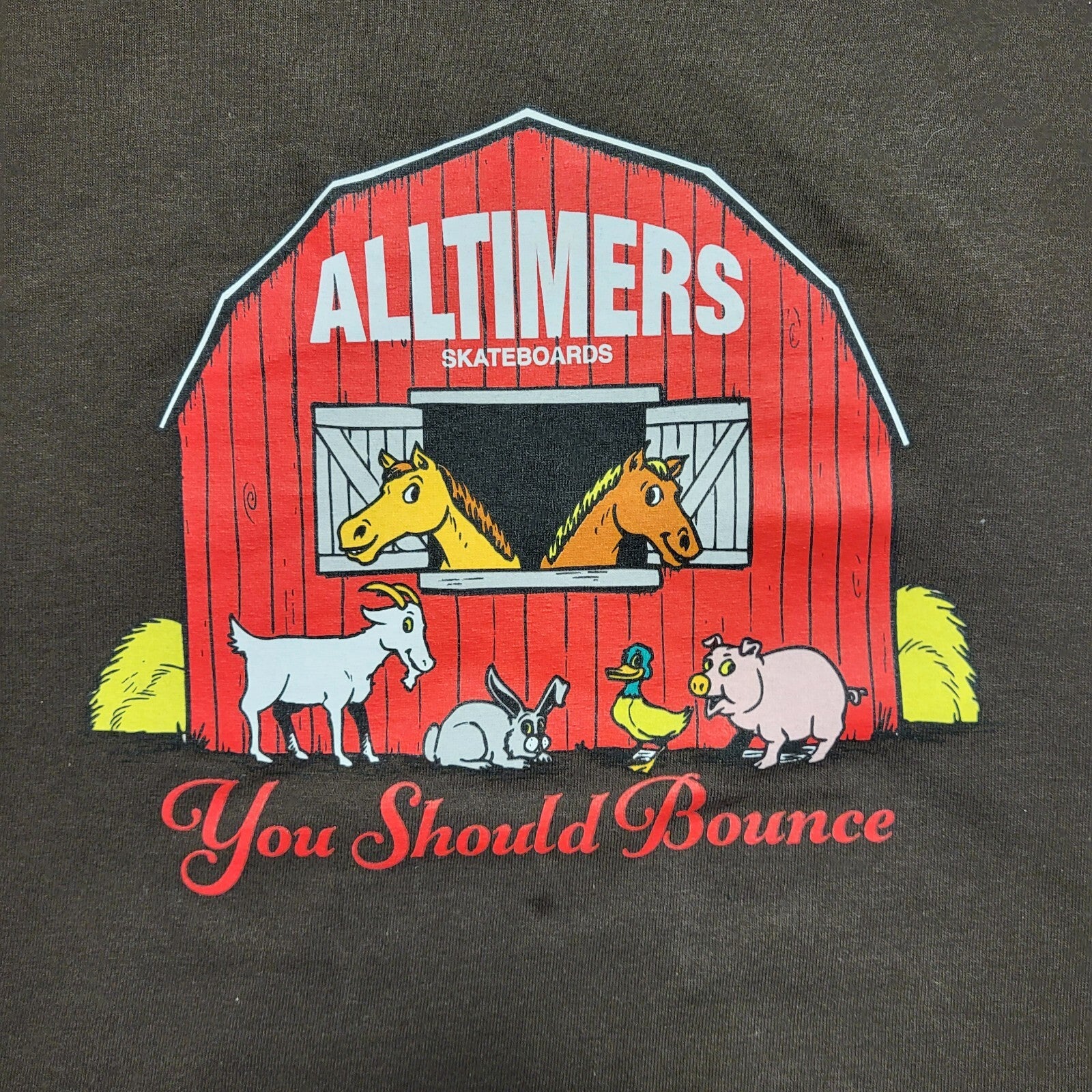Alltimers Brown Vintage 90s 'You Should Bounce' Short Sleeve T-Shirt Mens Size L