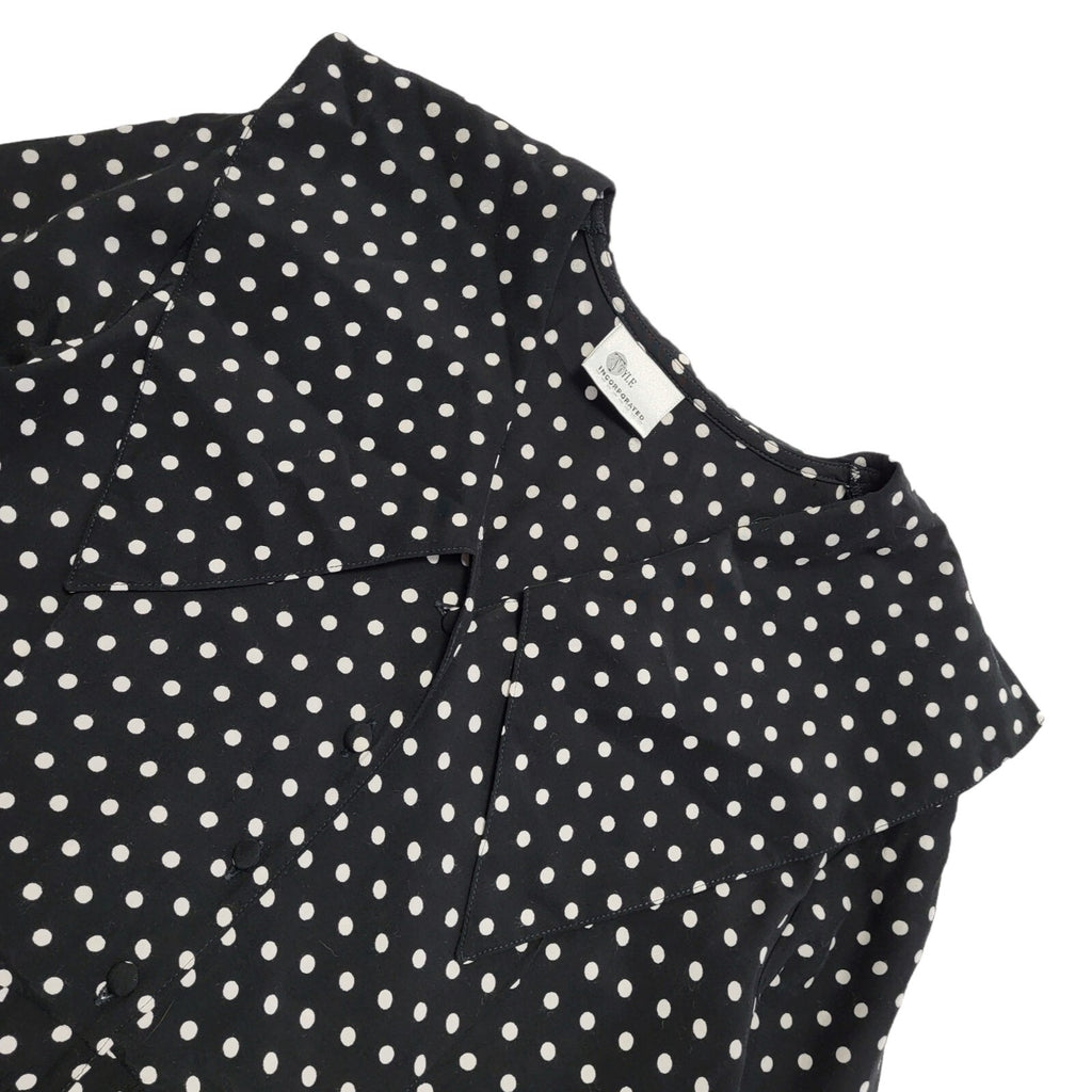 Style Vintage 90's Black & White Polka Dot Midi A-Line Dress Women's UK Size 10