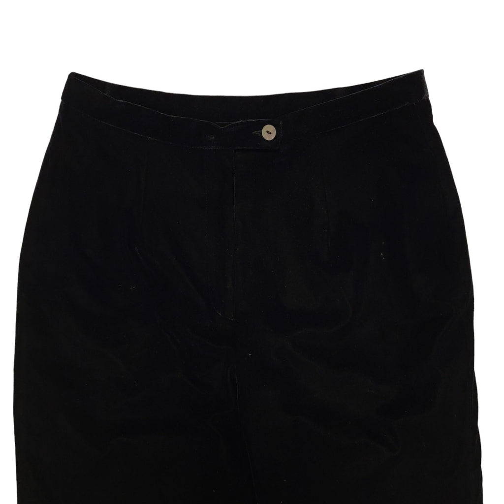 St Bernard 90s Vintage Black Velvet Straight Leg Trousers Women's 12 W30 L31