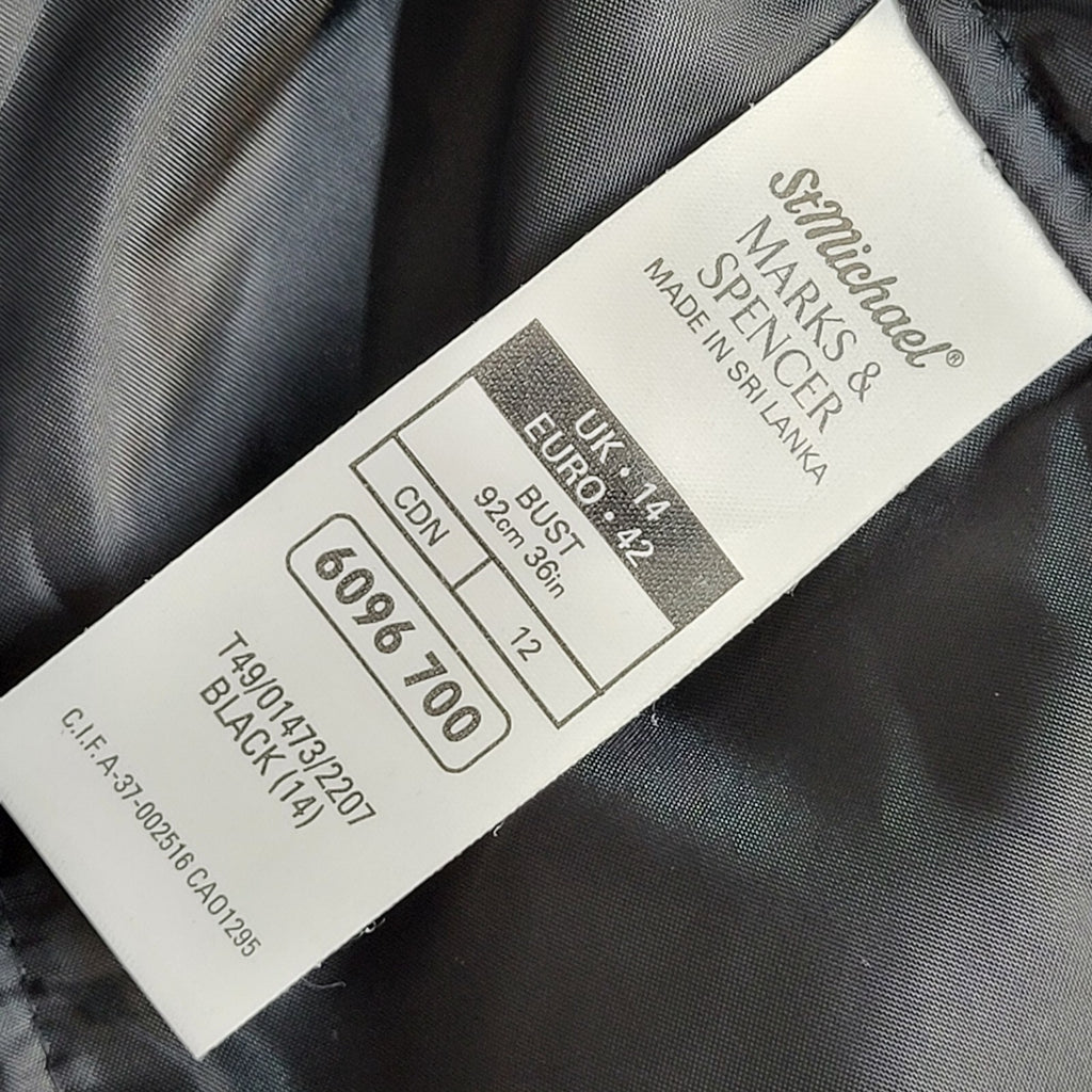 St Michael Vintage 90s Black Double Breasted Coat UK Women's Size 14