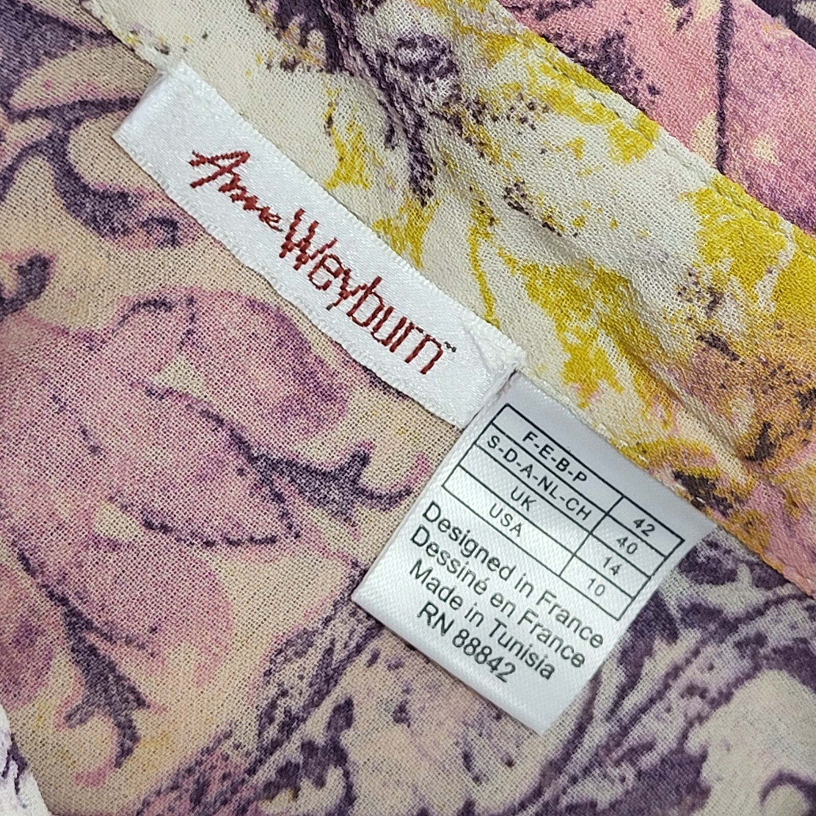 Anne Weyburn Vintage 90's Pink, Purple & Yellow Floral Blouse Womens UK Size 14