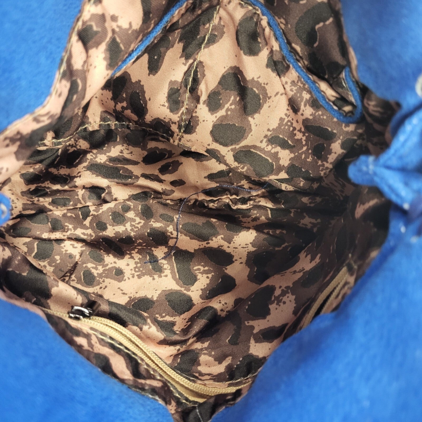 Vintage Blue Faux Suede Leather Small Shoulder Bag Uk Women's Size  10" x 11"