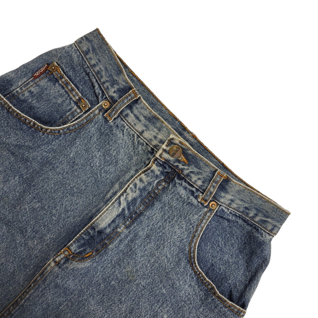 Moment Vintage 90's Blue Denim Knee Length Skirt Womens UK Size 8