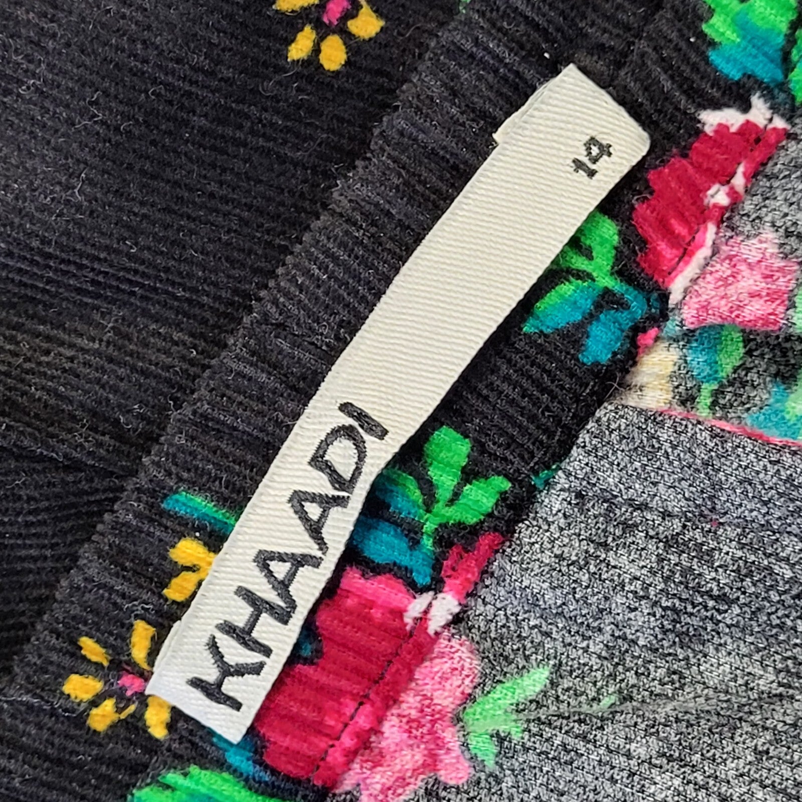 Khaadi Vintage Y2K Black Floral Wide Leg Trousers Womens Size 14 W32 L24