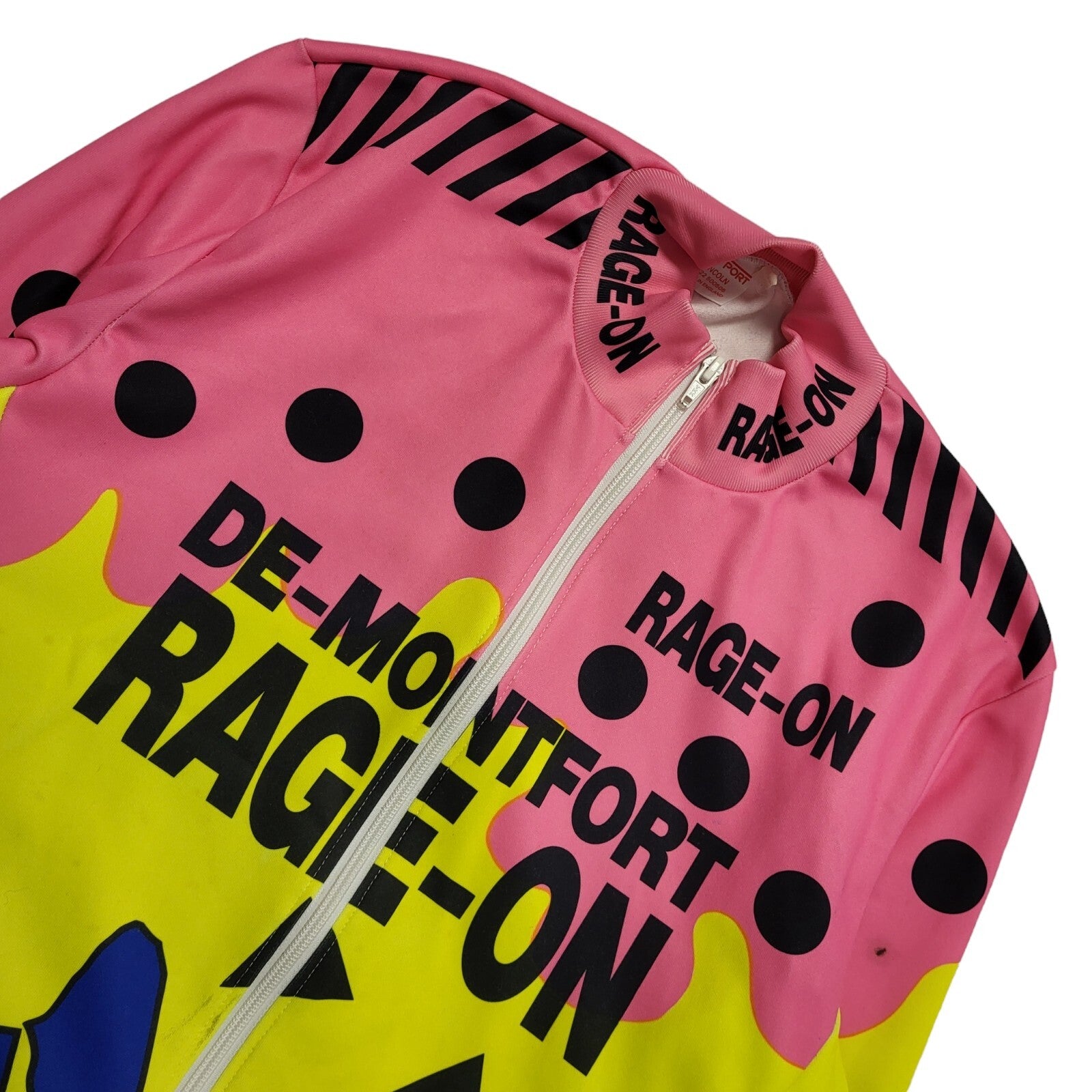 Rage-On 90s Vintage Blue Pink Polyester Cycling Jersey Men's Size Medium