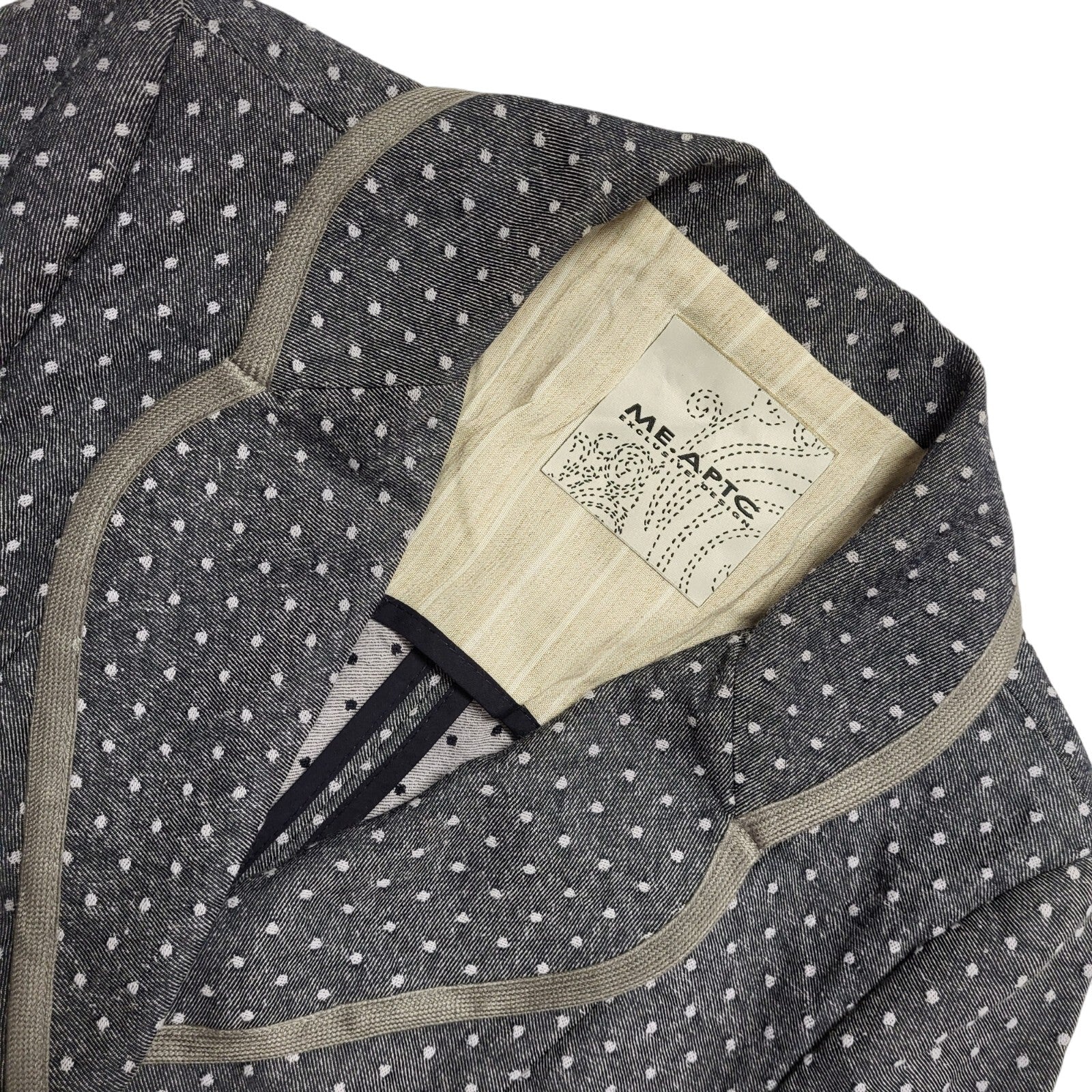 Me Aptc Vintage 90's Grey Polka Do Button Front Blazer Jacket Womens UK Size 12