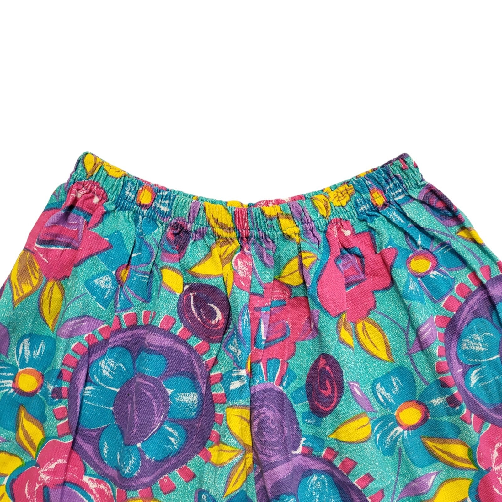 90s Vintage Blue Purple Floral Elasticated Shorts Uk Women's Size S W26