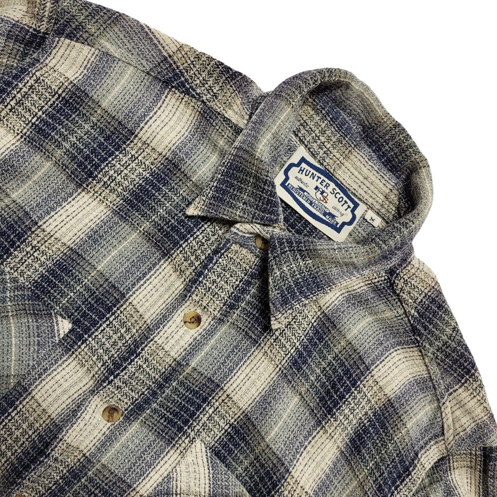 Hunter Scott 90s Vintage Blue & White Check Shirt Uk Men's Size Medium