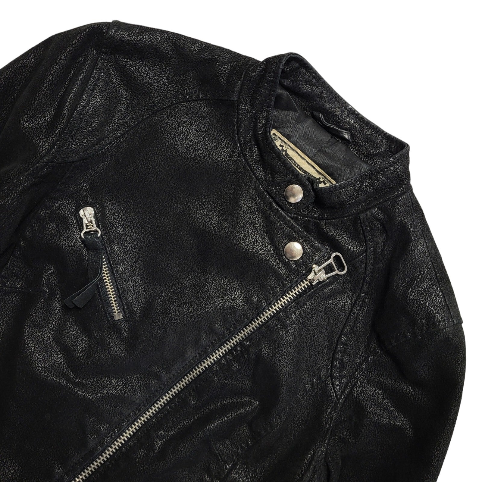 New Look Black Zipped Leather Jacket Uk Women's Size 8