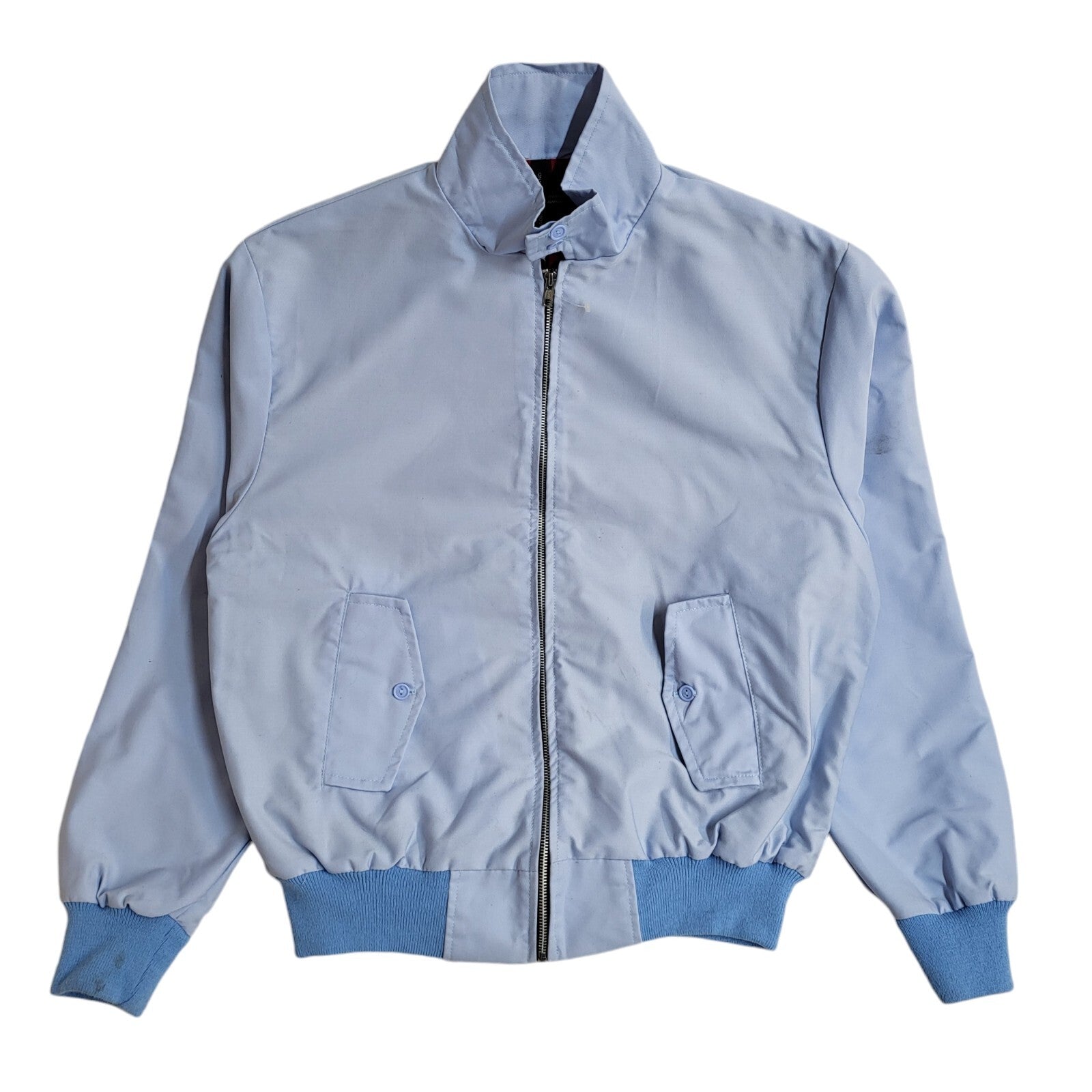 Vintage Light Blue 90s Button Vintage Bomber Jacket Uk Men's Size Medium