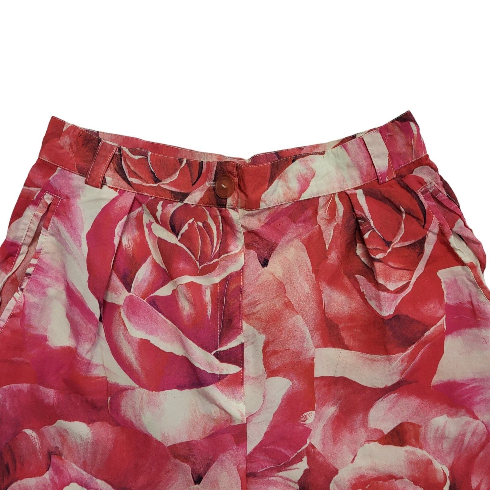 Ariella 90s Vintage Pink White Floral Shorts Uk Women's Size 12 W30