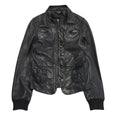 DKNY Black Y2K Vintage Zipped Leather Jacket Uk Girl's Age 12 Yrs