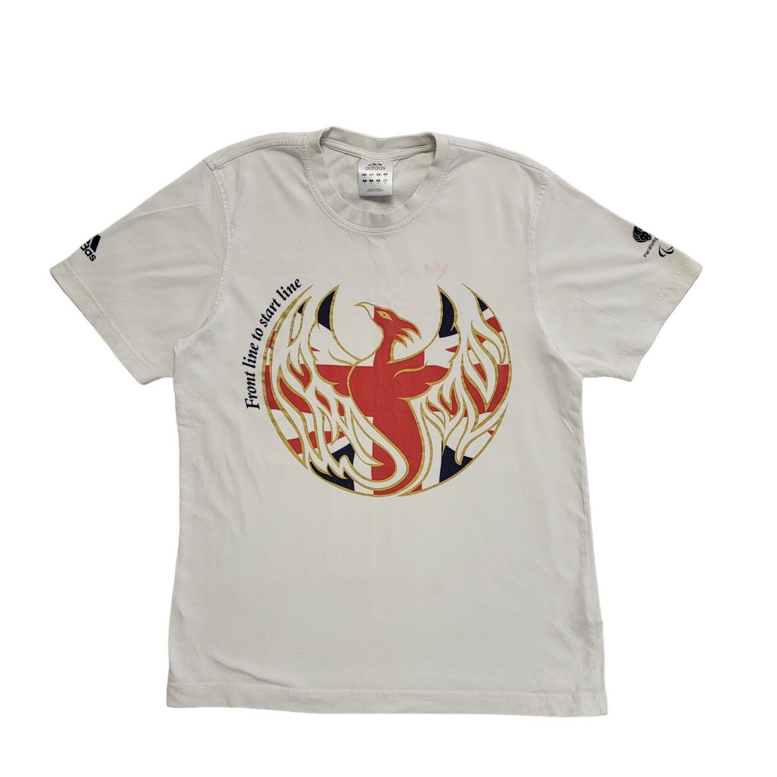 Adidas Vintage Y2K White Paralympic GB Short Sleeve T-Shirt Mens UK Size S