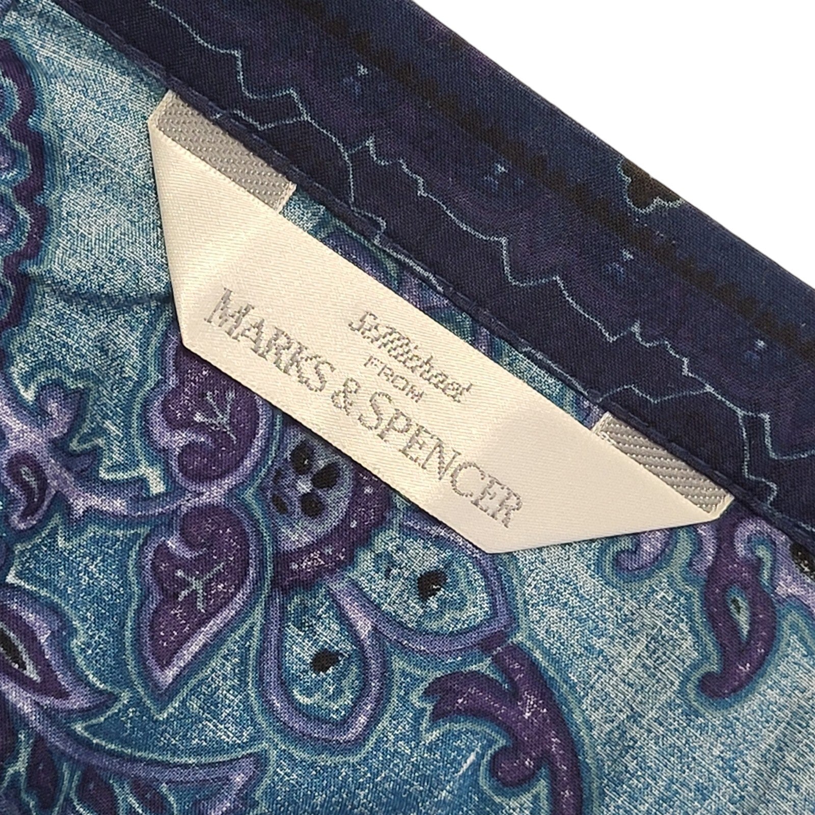 St Michael Vintage 90s Blue Paisley Skirt Women's Size 12 W30