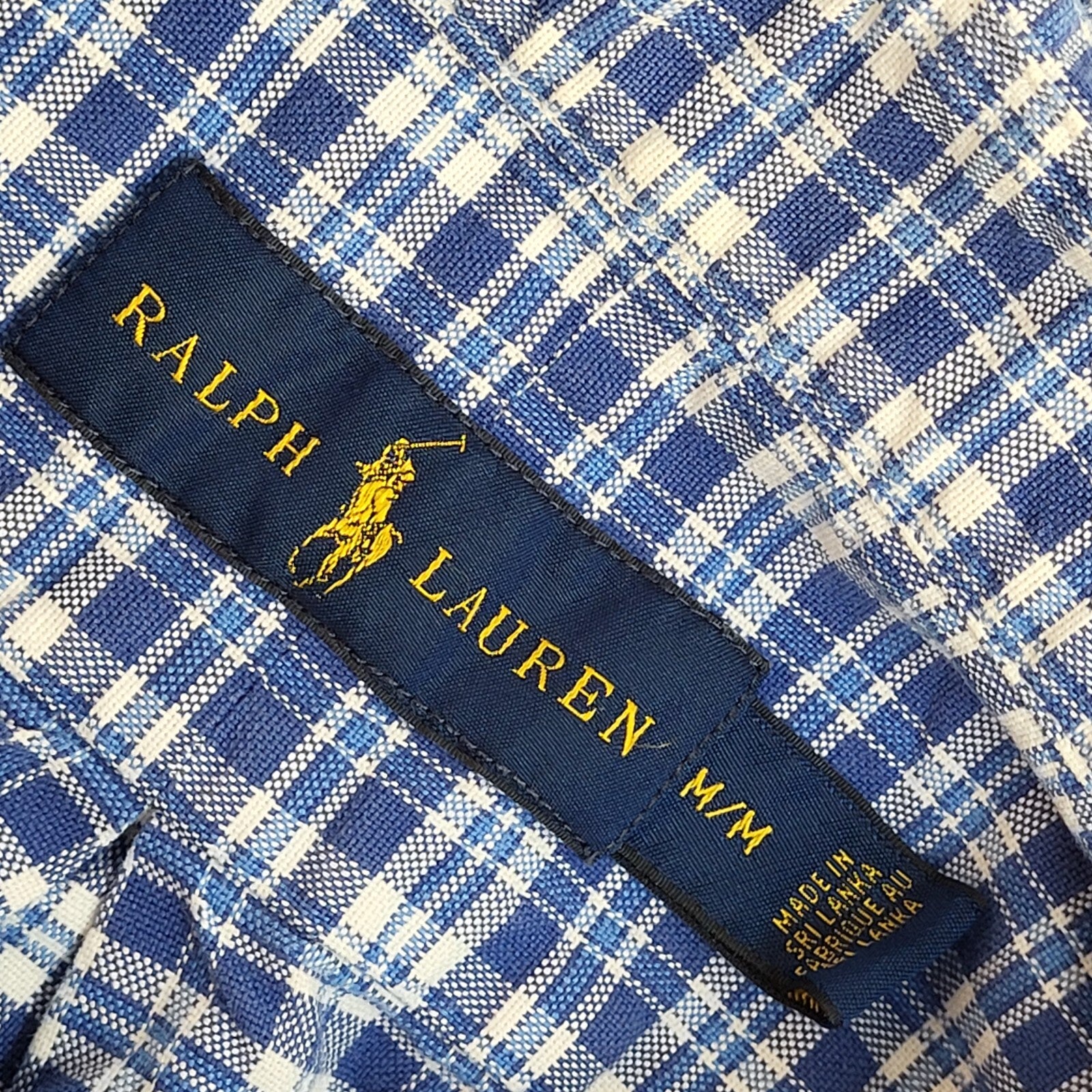 Ralph Lauren Blue Checked Modern Long Sleeve Shirt UK Men's Size M