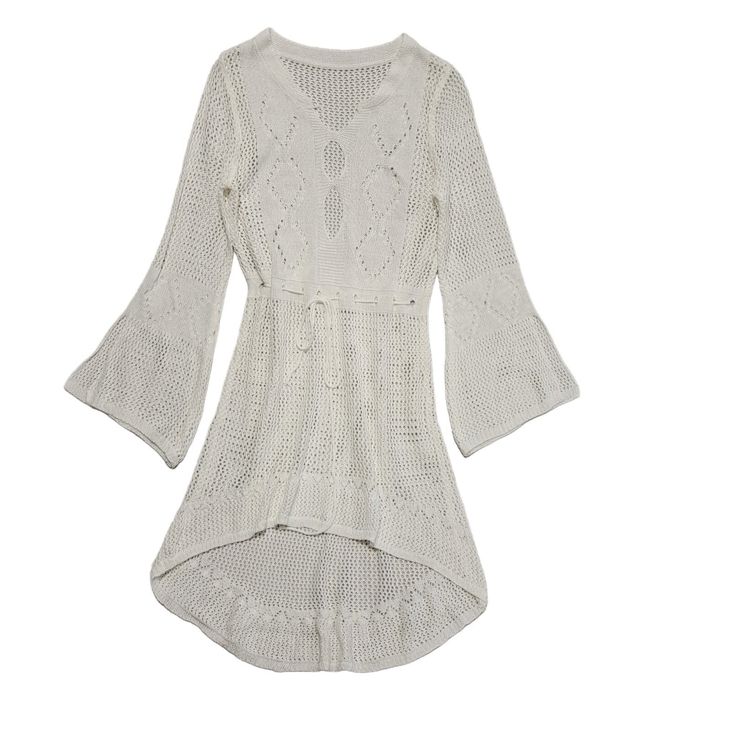 Vintage Y2k White Long Sleeve Daywear Dress Uk Women's Size 12