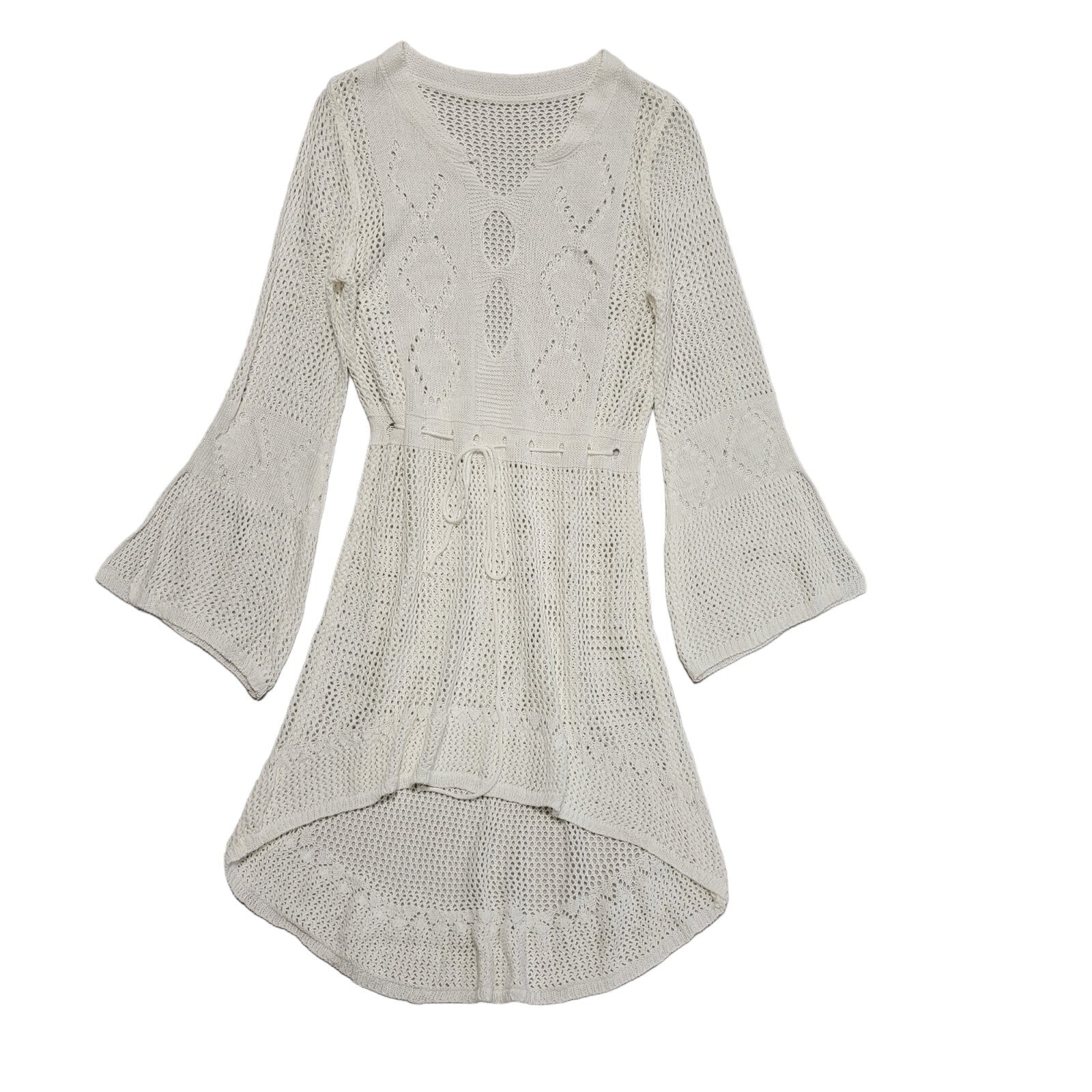 Vintage Y2k White Long Sleeve Daywear Dress Uk Women's Size 12