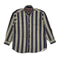 Heavy Construction 90's Blue & Beige Striped Long Sleeve Shirt Men's UK Size XL