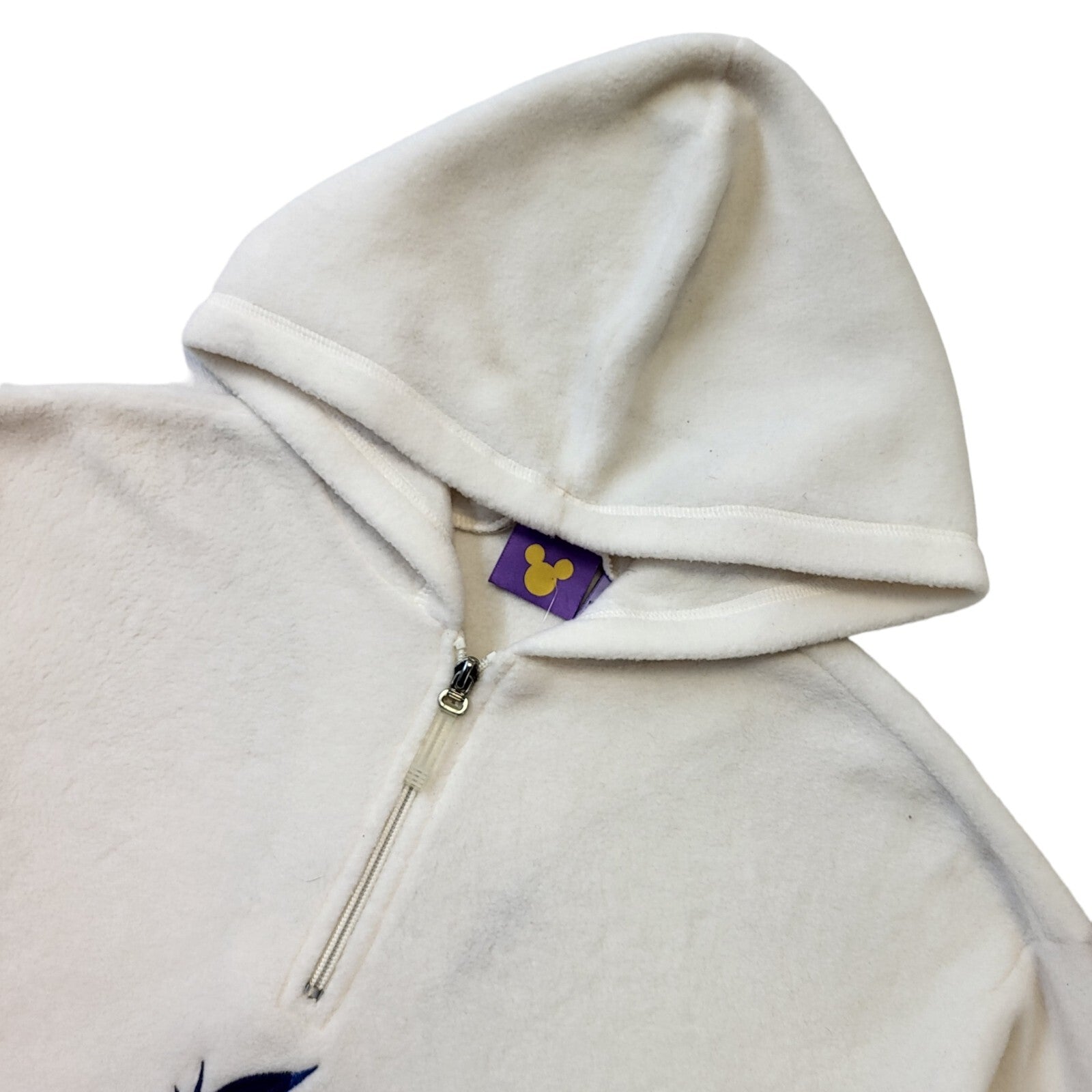 Disney Y2K Vintage Beige Hooded 1/4 Zip Fleece Women's Size Small