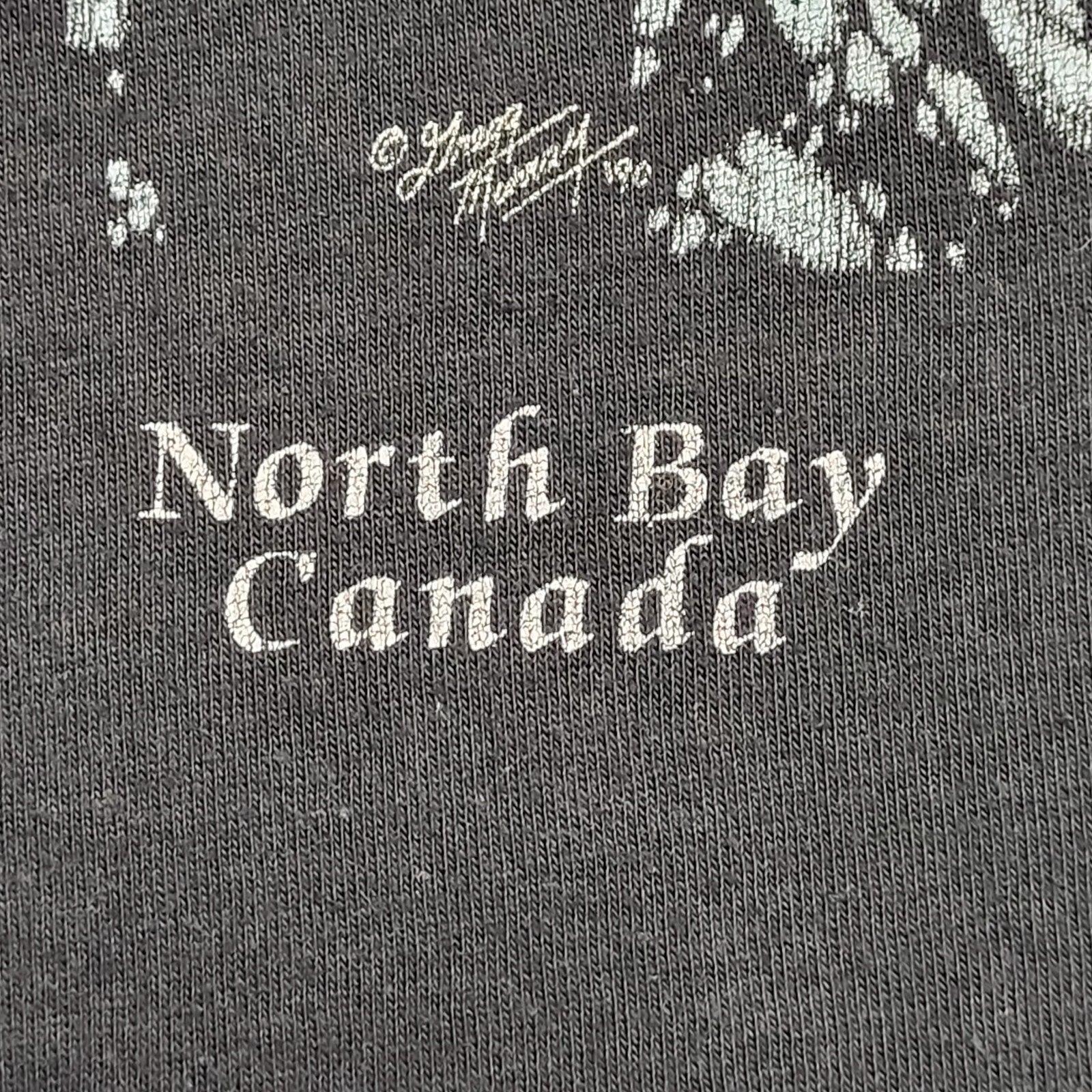 90s Vintage North Bay Canada Black Wolf T-Shirt Uk Women's Size Large