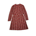 70s Vintage Red Geometric Long Sleeve Shift Dress Women's 12