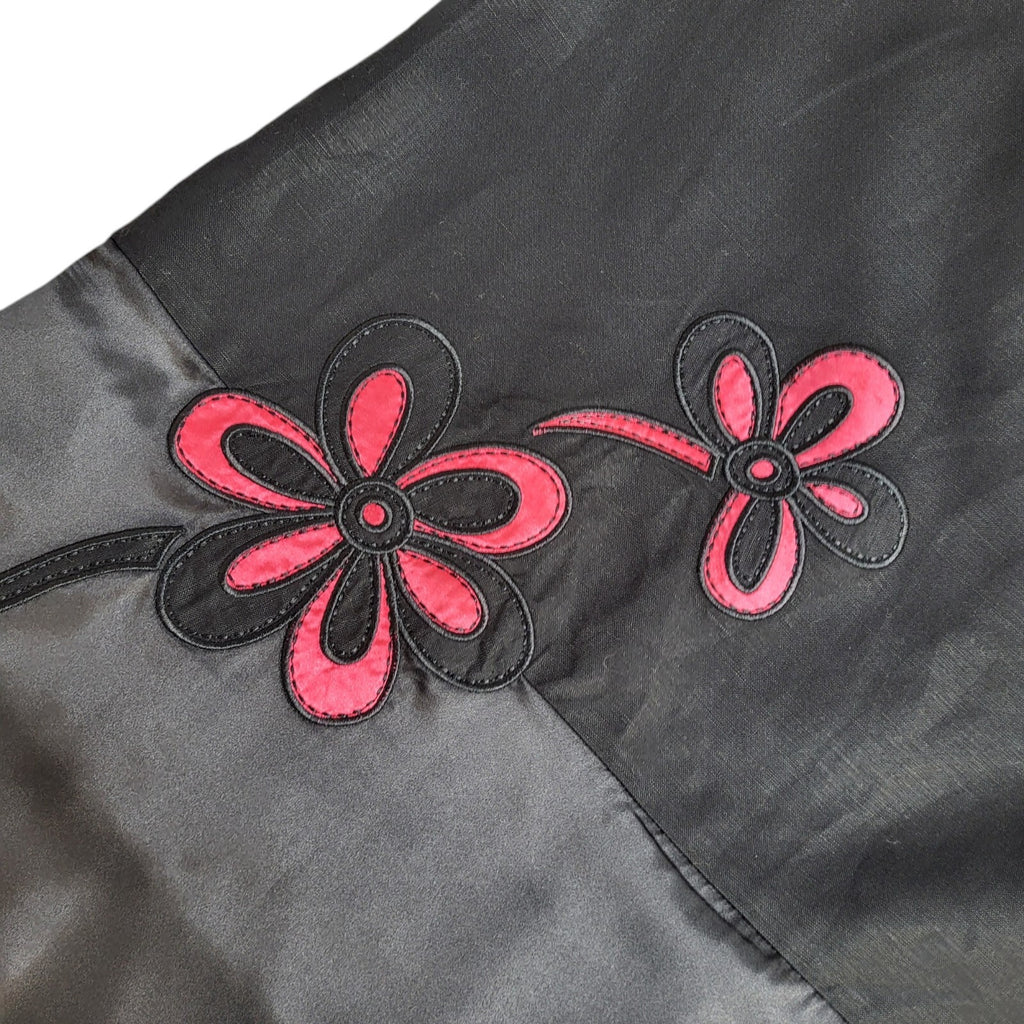 Klass Collection 90's Black A-Line Floral Midi Skirt BNWT Women's Size 14 W32