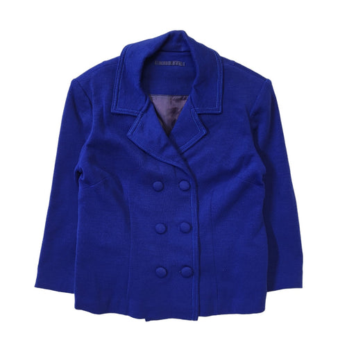 70s Vintage Blue Double Breasted Dress Jacket Women's Size 8