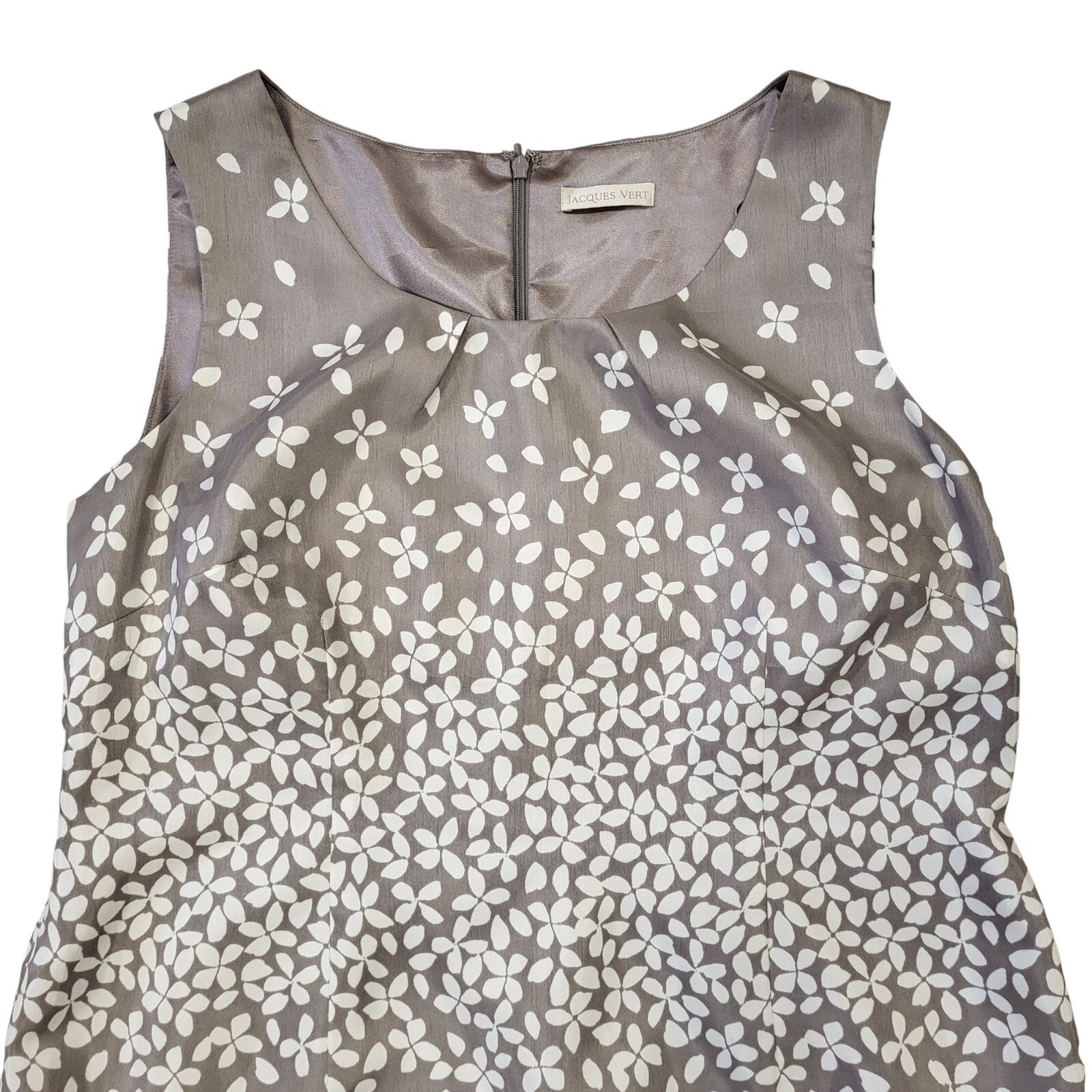 Jacques Vert Vintage 90s Grey Floral Sleeveless Dress Uk Women's Size 20