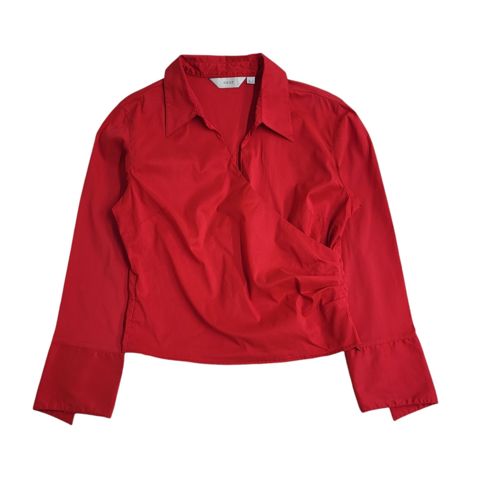 Next 90s Red Wrap V-Neck Long Sleeve Blouse Women's UK Size 12