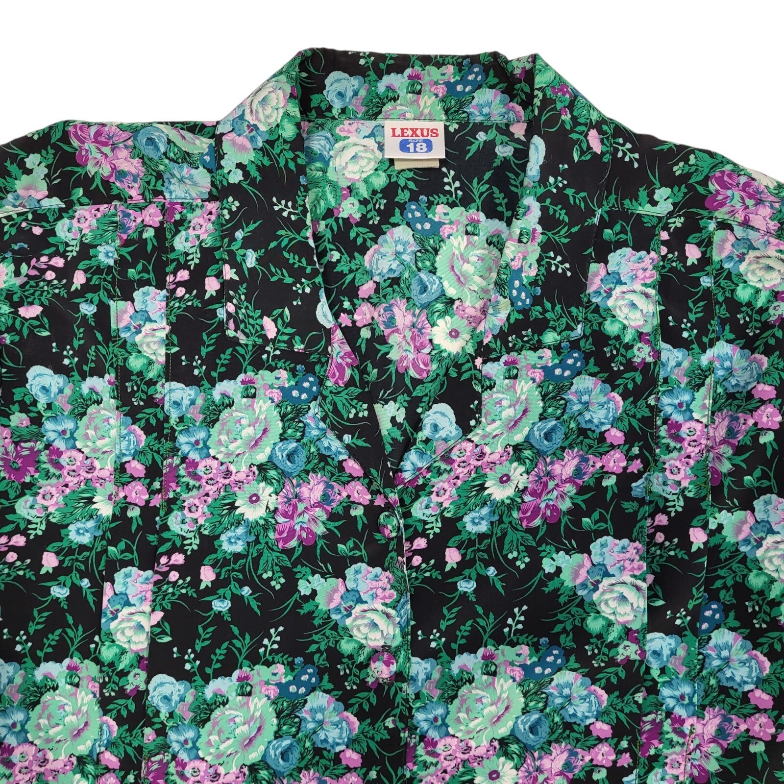 Lexus 80s Vintage Green Floral 2 Piece Maxi Skirt & Blouse Women's Size 18