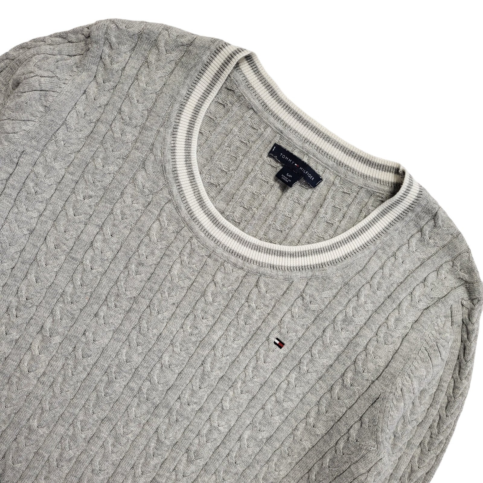 Tommy Hilfiger 90s Vintage Grey Long Sleeve Round Neck Jumper Women's Size S