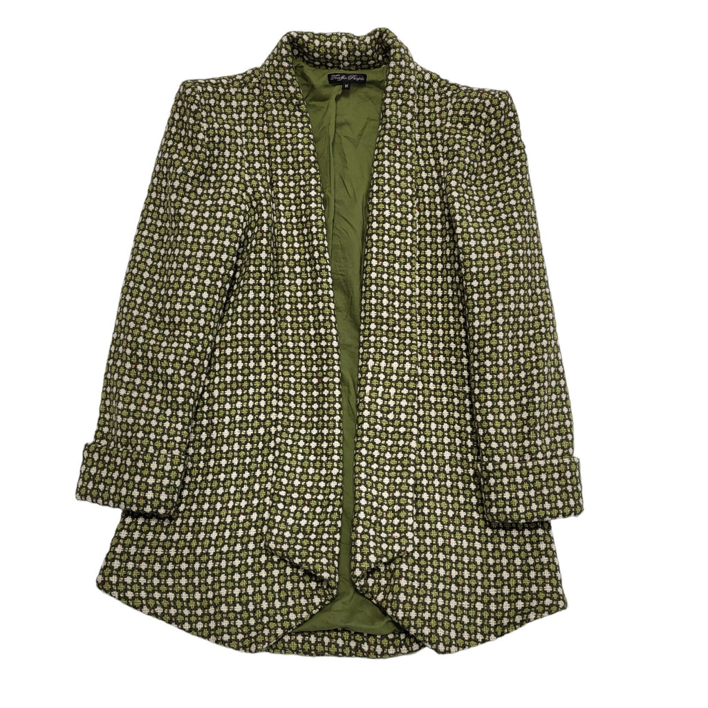 90s Vintage Green Open Front Wool Blend Jacket Uk Women's Size M