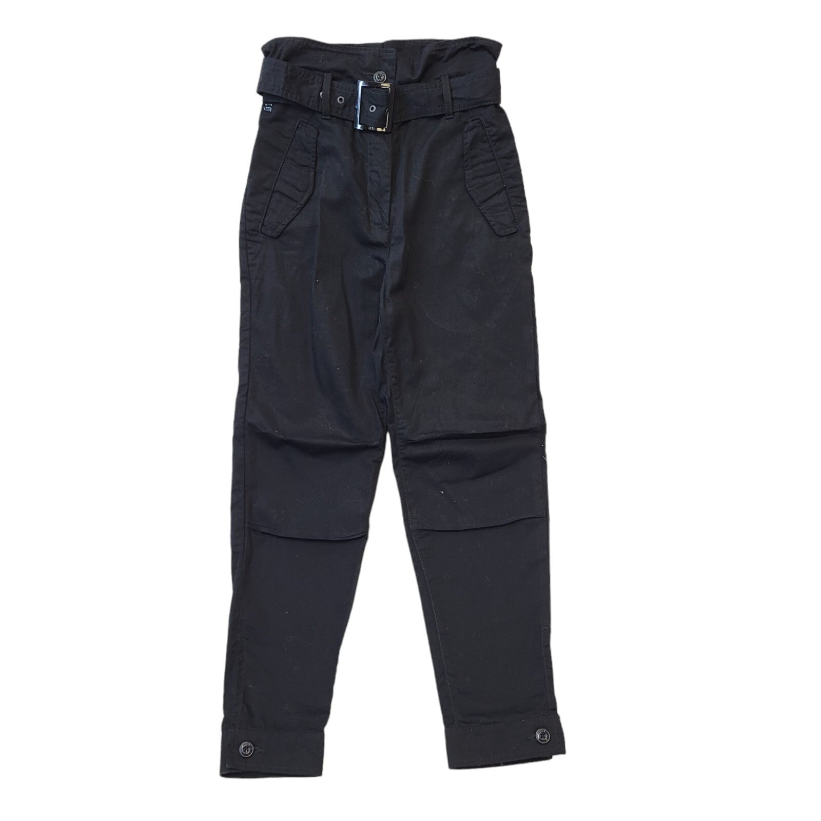 G-Star Raw Y2K Black Tapered Belted Trousers Womens UK6 W24 L24
