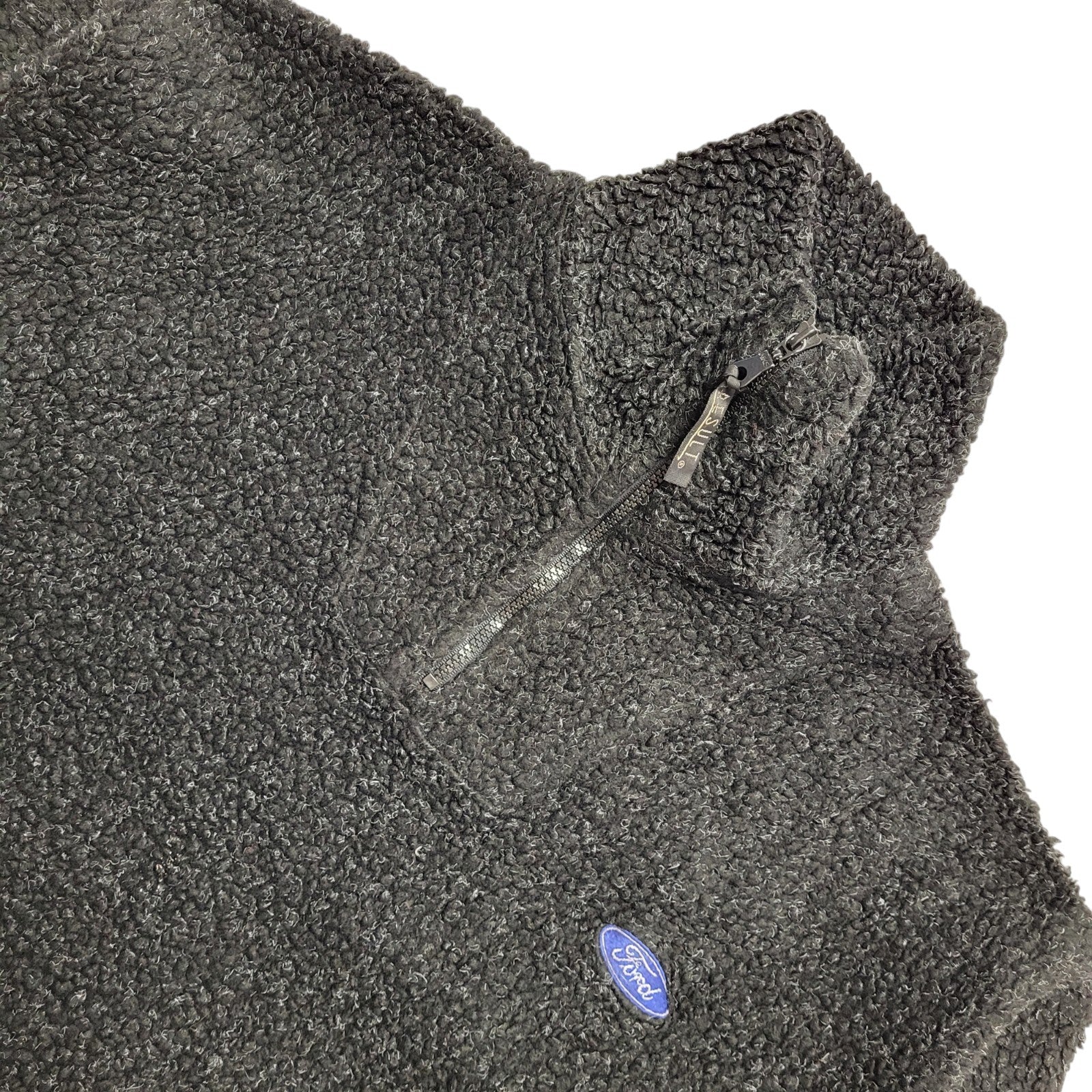 Result Ford Vintage 90's 1/4 Zip Sherpa Fleece Black Mens UK Size L