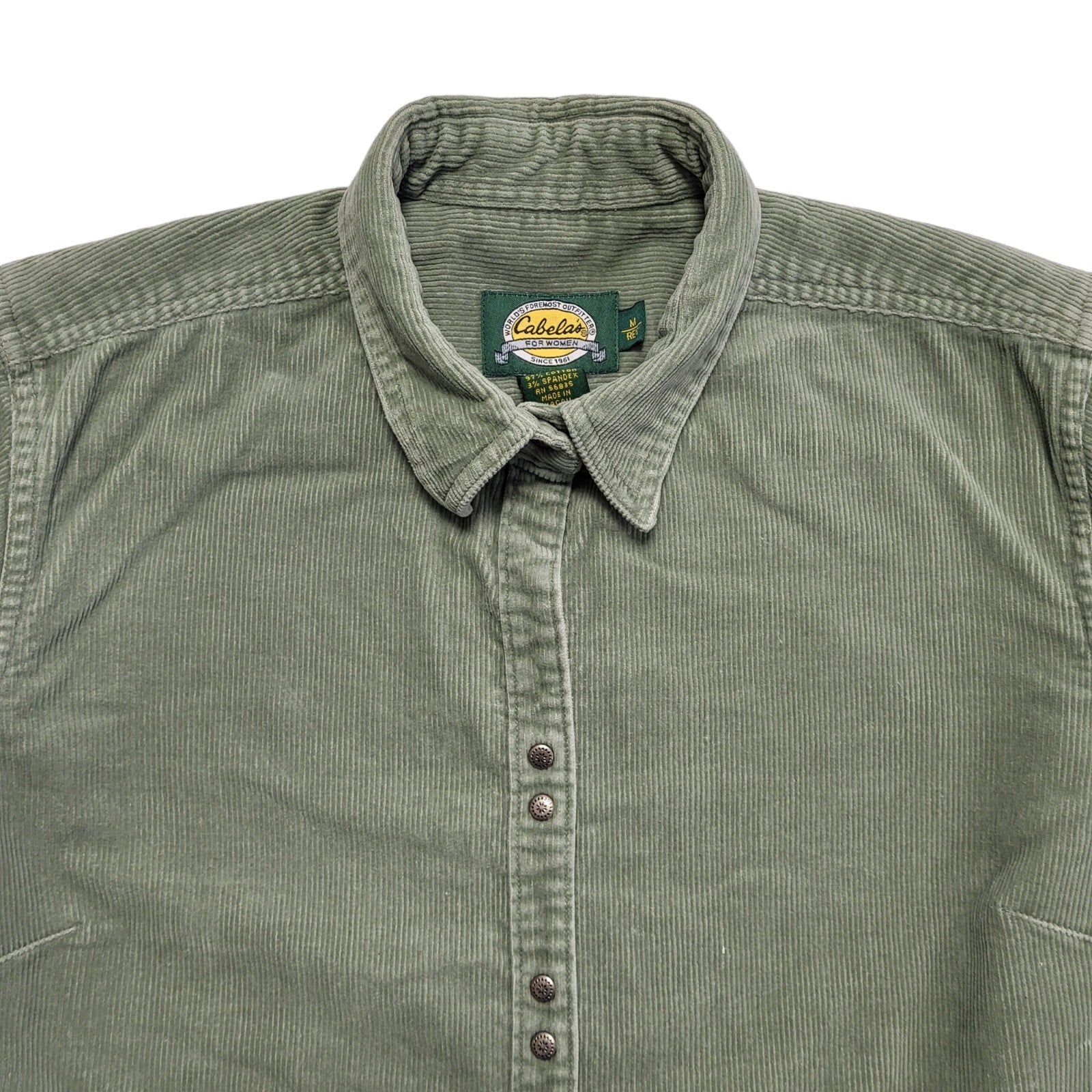 Cabela's 90s Vintage Green Corduroy Long Sleeve Shirt Womens Size Medium