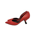 Petra Red Kitten Heel Red Slip On Shoes Uk Women's Size 4