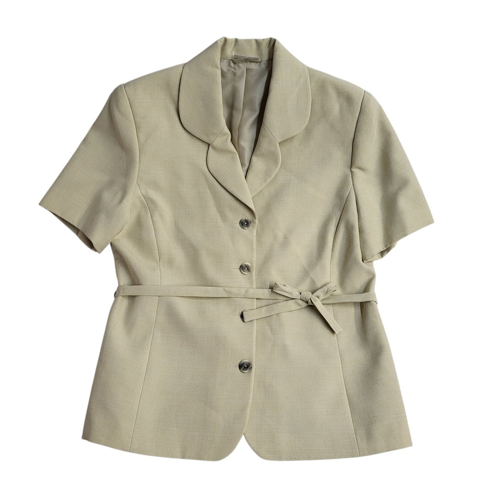 Katherine Hart Jacket Y2k Beige Short Sleeve UK Women's Size XL 14
