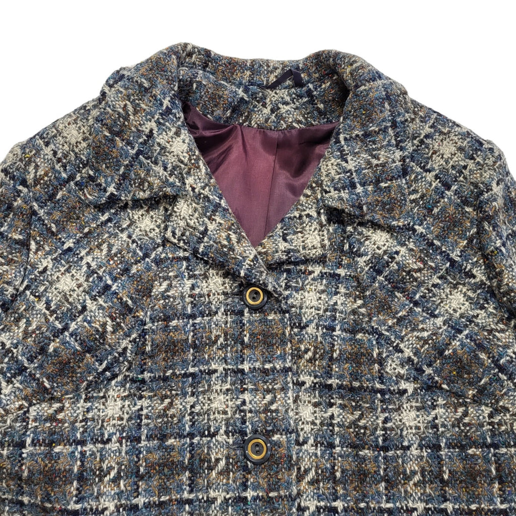 Snugkoat Blue Grey 80s Vintage Wool Button Coat Uk Women's Size 18