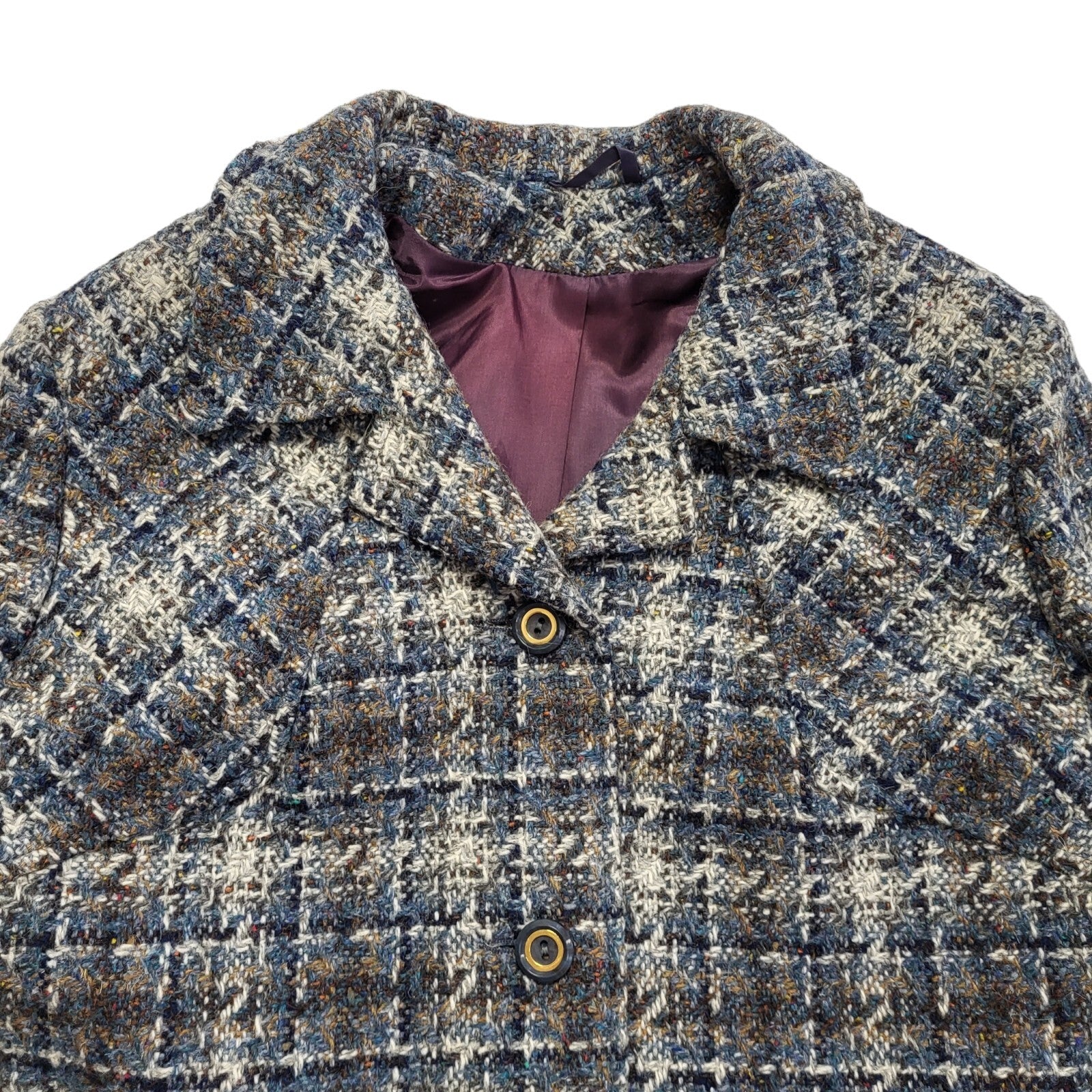 Snugkoat Blue Grey 80s Vintage Wool Button Coat Uk Women's Size 18