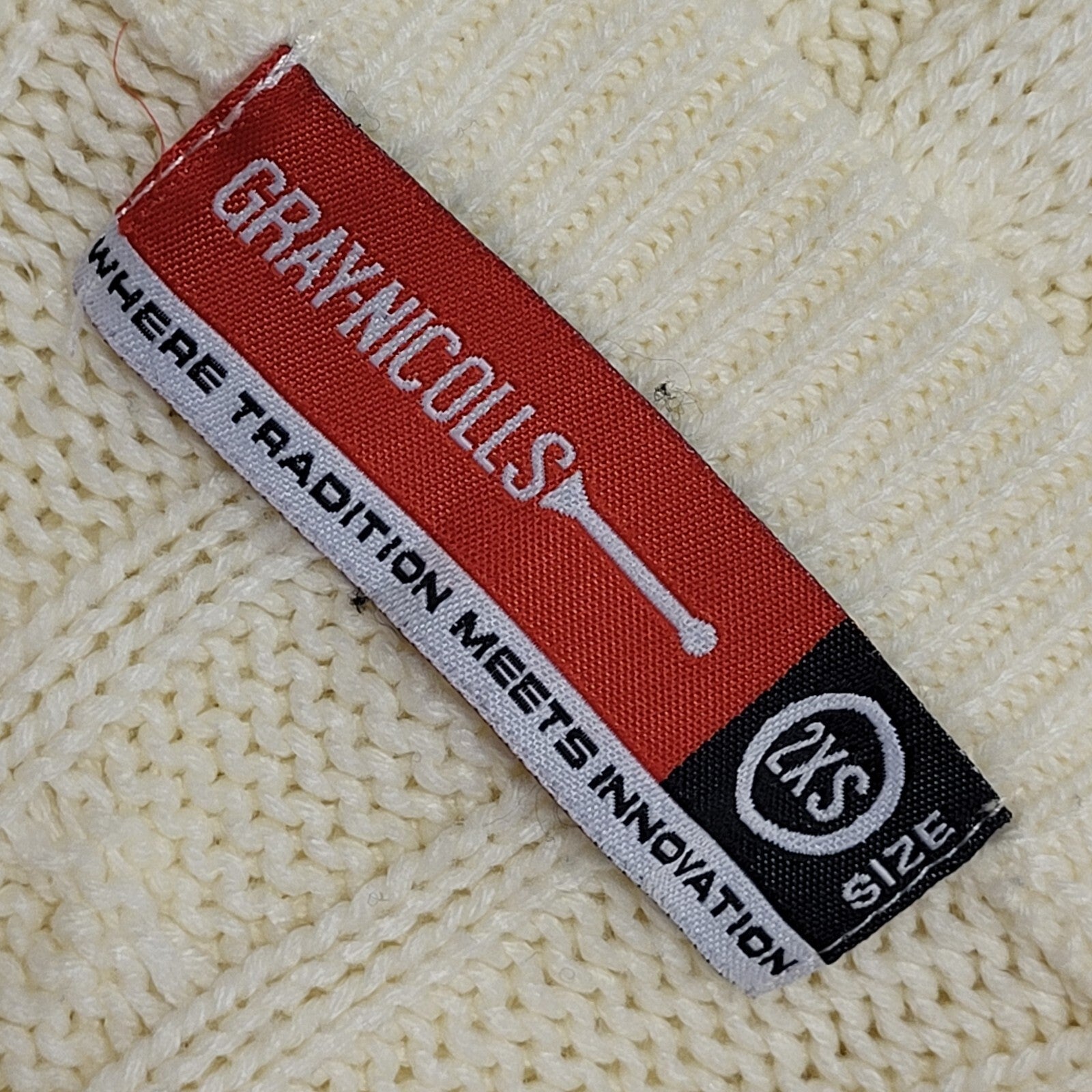Grey Nicolls Vintage 80's Cricket Cream V-Neck Knitted Jumper Mens UK Size XS