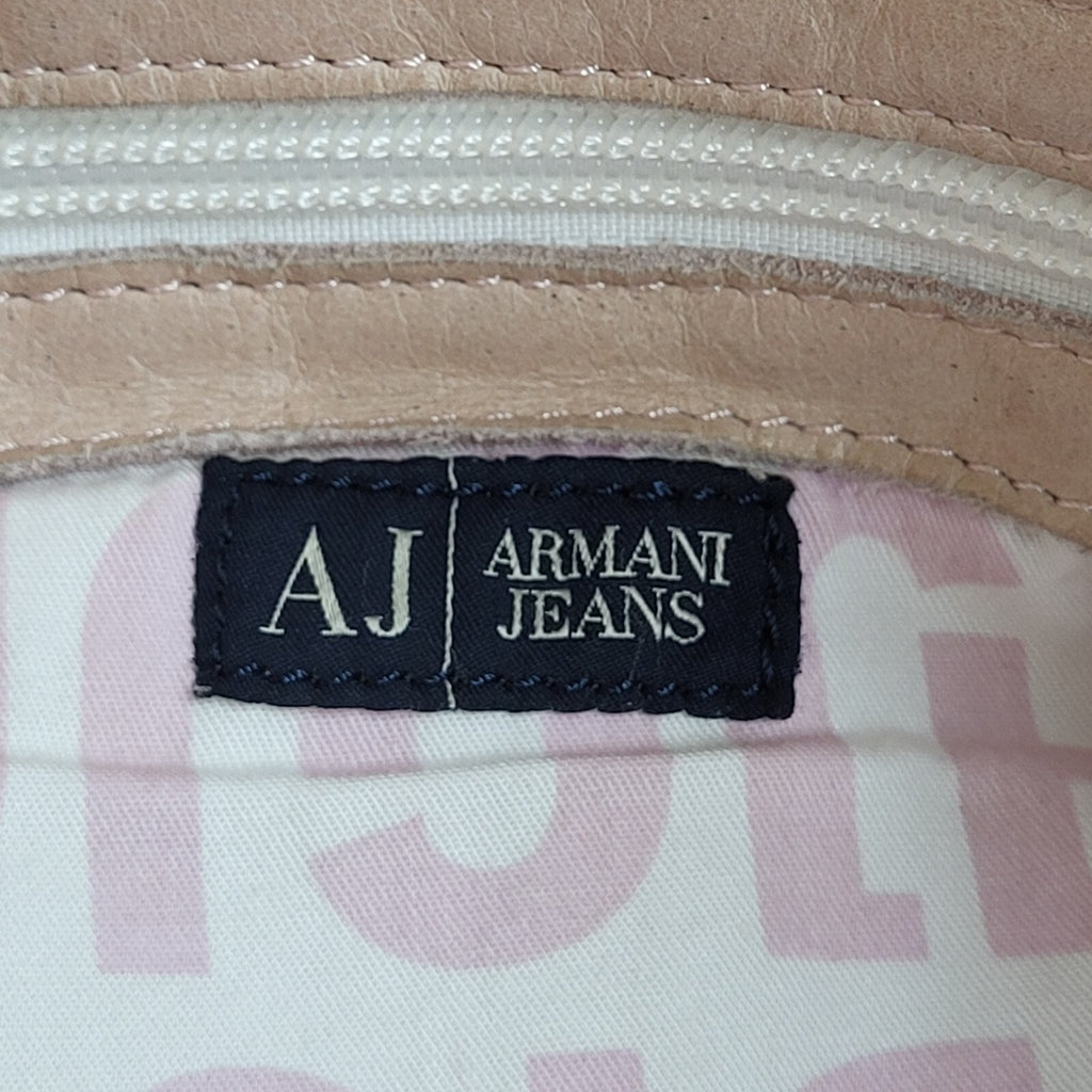 Armani Jeans Blue & Pink Leather Top Handle Shoulder Bag Women's 15" x 8.5"