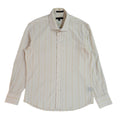 Point Zero Luxury White & Cream Striped 70s Long Sleeve Shirt UK Men's Size L