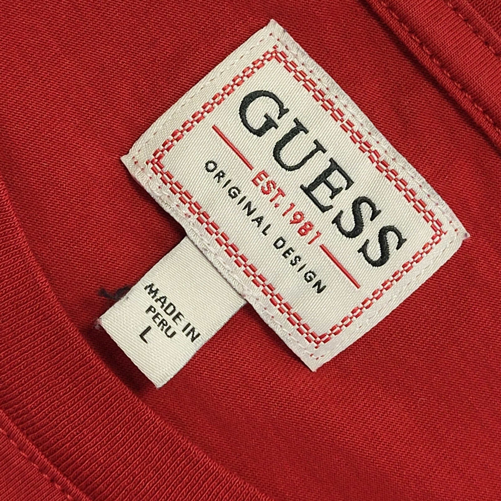 Guess Vintage 90's Red Sports Short Sleeve T-Shirt Mens UK Size L