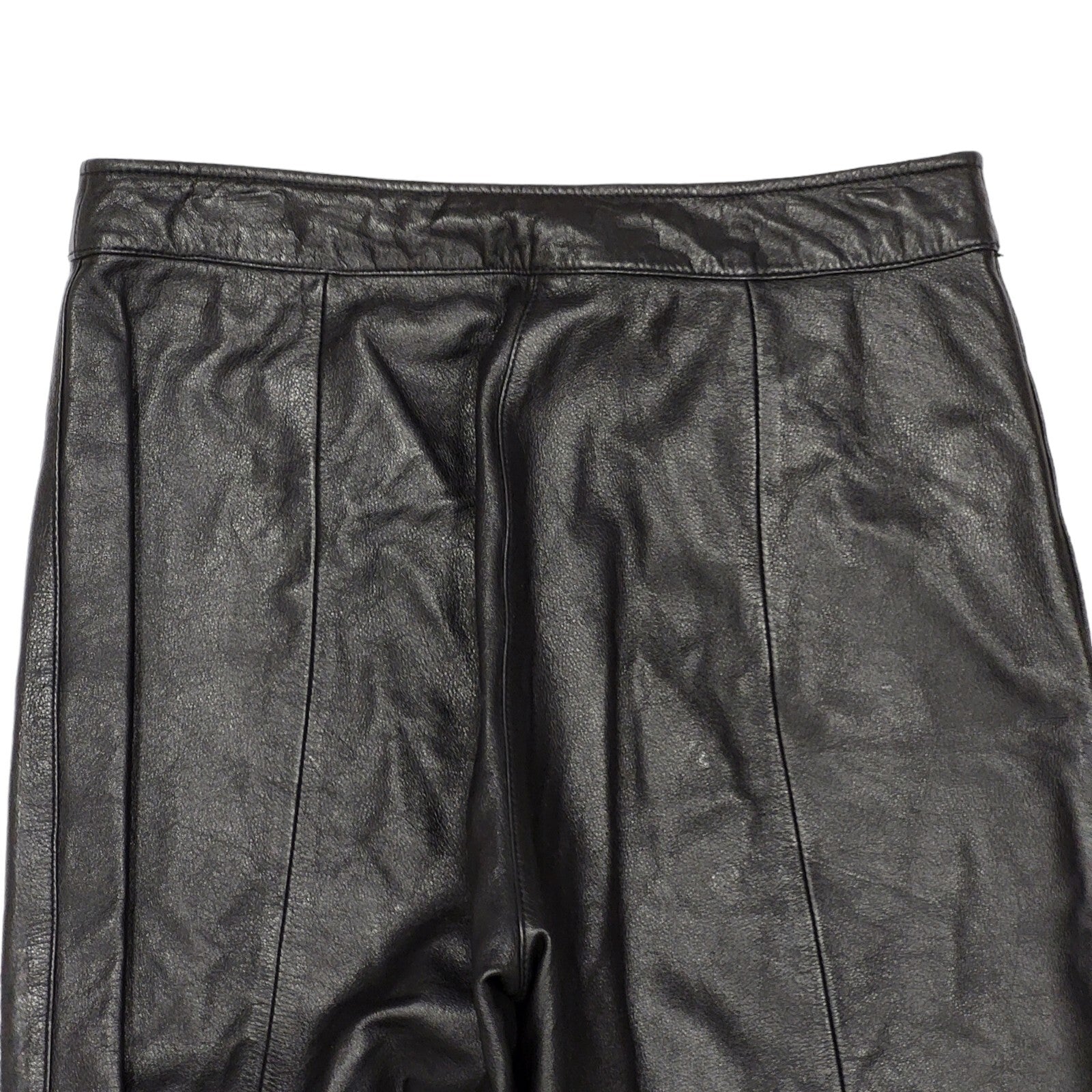 Wilsons Maxima 90s Straight Leg Black Leather Trousers Uk Women's 10 W28 L34