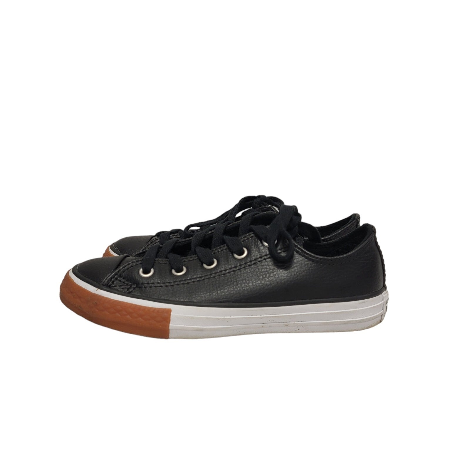 Converse All Star Black Low Top Leather Lace Up Boots Uk 1