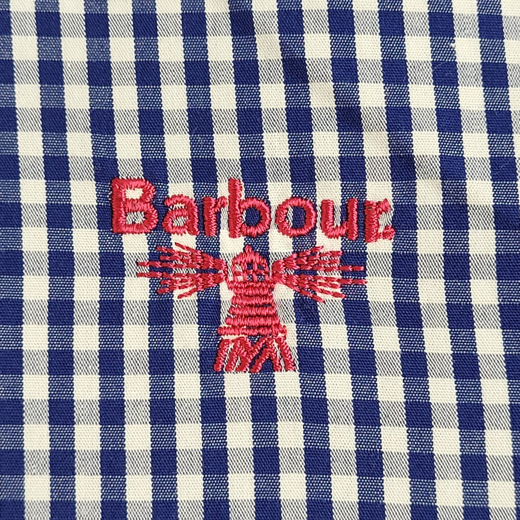 Barbour Beacon 90's Blue & White Check Long Sleeve Shirt Men's UK Size S