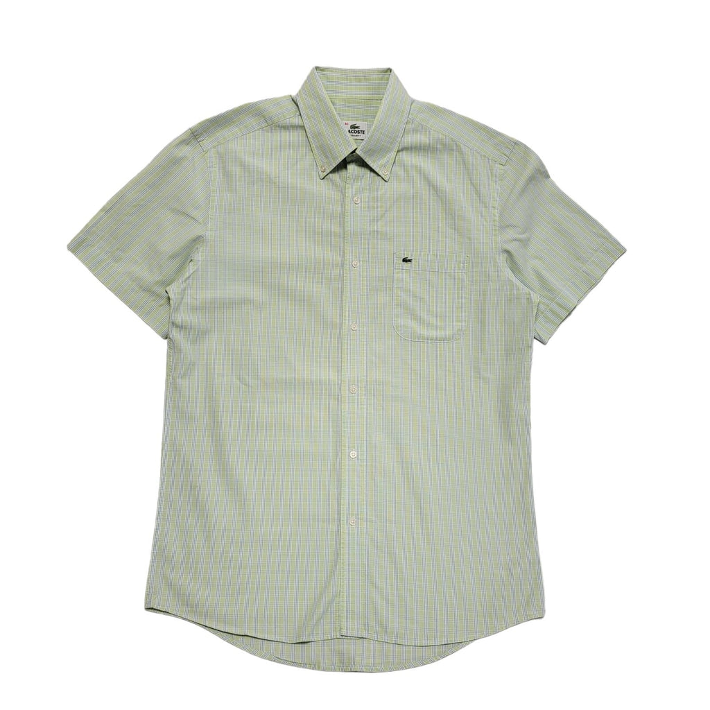 Lacoste Vintage 90's Green Blue Check Short Sleeve Shirt Men's UK L