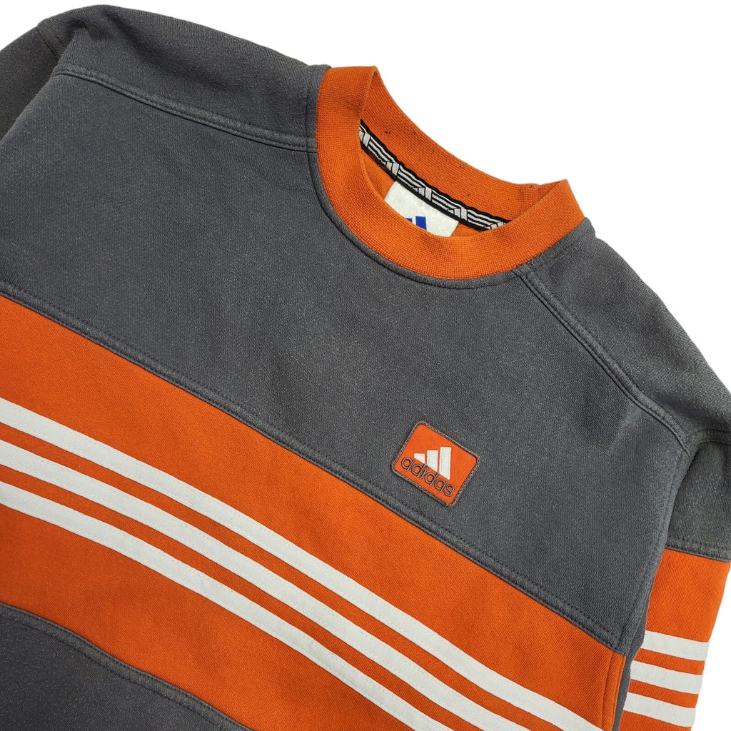 Adidas 90's Vintage Orange & Grey Sweatshirt Kids Age 15/16 Years