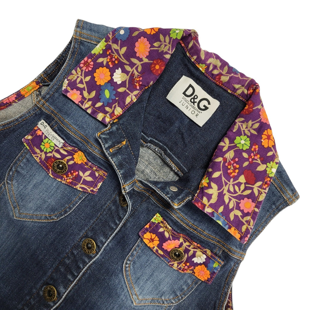 D&G Junior Dark Blue Sleeveless Denim Vest Uk Girl's Size Age 6/7 Years