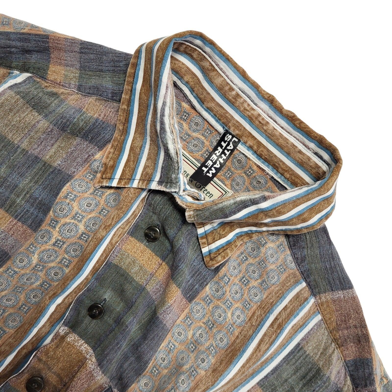 Johns & Green Vintage 90's Brow Check Short Sleeve Shirt Uk Women's Size S